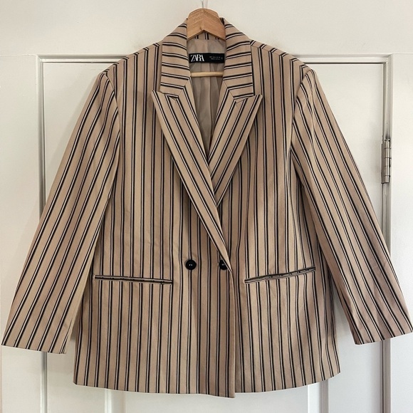 Zara Blogger Fav Double Breasted Striped Blazer - L - Picture 9 of 11